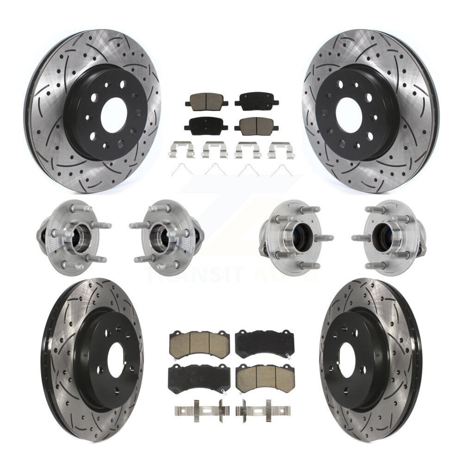 Front Rear Hub Bearing Coated Disc Brake Rotor Pads Kit (10Pc) For Chevrolet Camaro LT LS KBB-132681