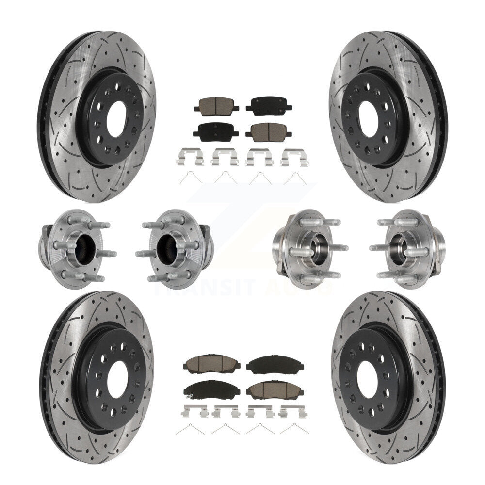 Front Rear Hub Bearing Coat Brake Rotor Pads Kit (10Pc) For Chevrolet Traverse GMC Acadia KBB-132682