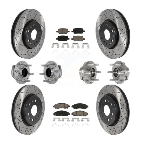 Front Rear Hub Bearing Coat Brake Rotor Pads Kit (10Pc) For Chevrolet Traverse GMC Acadia KBB-132682