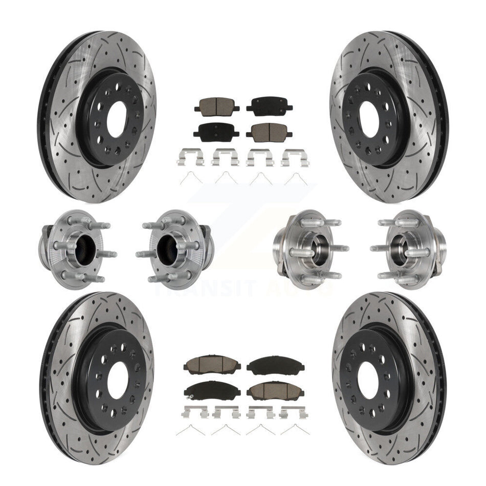 Front Rear Hub Bearing Coat Brake Rotor Pads Kit (10Pc) For Chevrolet Traverse GMC Acadia KBB-132682