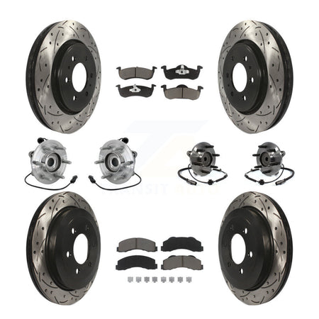Front Rear Hub Bearing Coated Brake Rotor Pads Kit (10Pc) For Ford Expedition Lincoln RWD KBB-132685