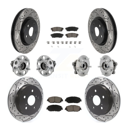 Front Rear Hub Bearing Coated Disc Brake Rotor And Ceramic Pad Kit (10Pc) For Toyota C-HR KBB-132686