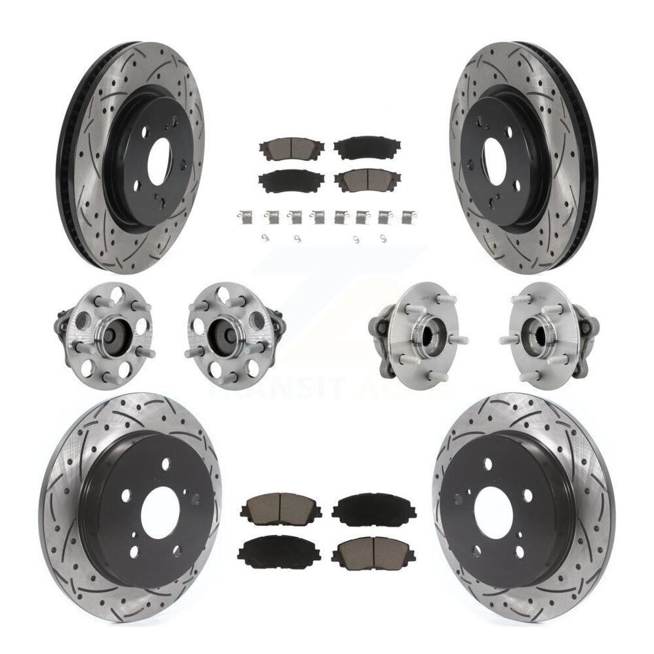 Front Rear Hub Bearing Coated Disc Brake Rotor And Ceramic Pad Kit (10Pc) For Toyota C-HR KBB-132686
