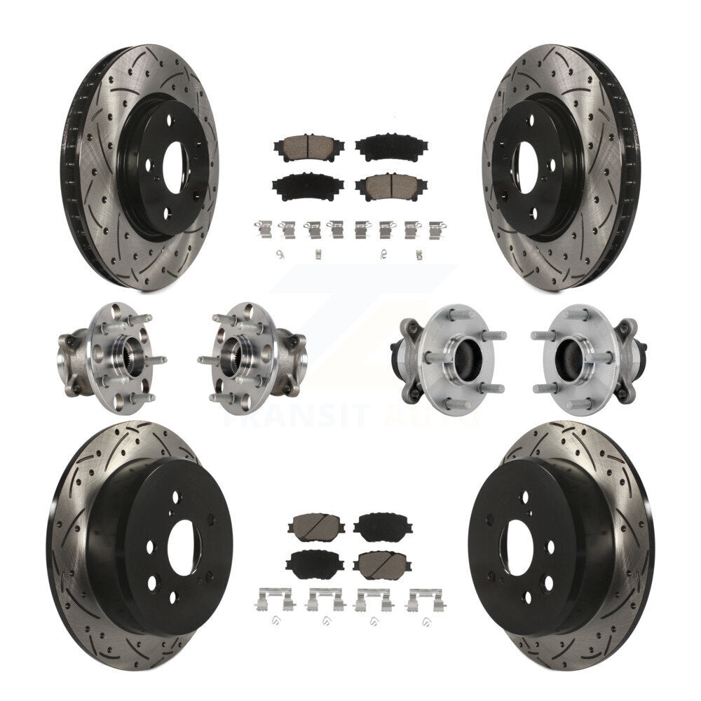 Front Rear Hub Bearing Coat Brake Rotor Pad Kit (10Pc) For 2014 Lexus IS250 Base with RWD KBB-132688