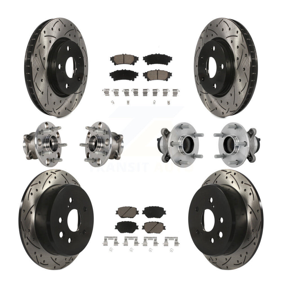 Front Rear Hub Bearing Coat Brake Rotor Pad Kit (10Pc) For 2014 Lexus IS250 Base with RWD KBB-132688