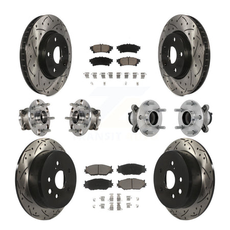Front Rear Hub Bearing Coated Brake Rotor & Pads Kit (10Pc) For Lexus IS250 Base with RWD KBB-132689