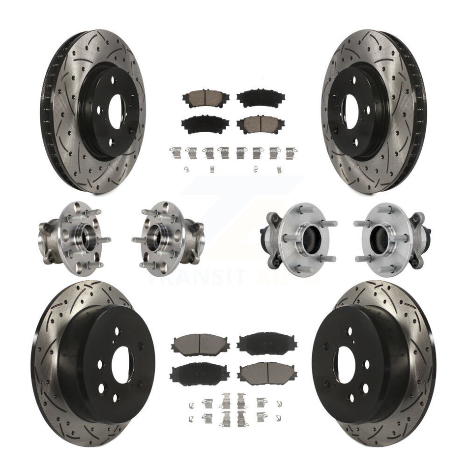Front Rear Hub Bearing Coated Brake Rotor & Pads Kit (10Pc) For Lexus IS250 Base with RWD KBB-132689