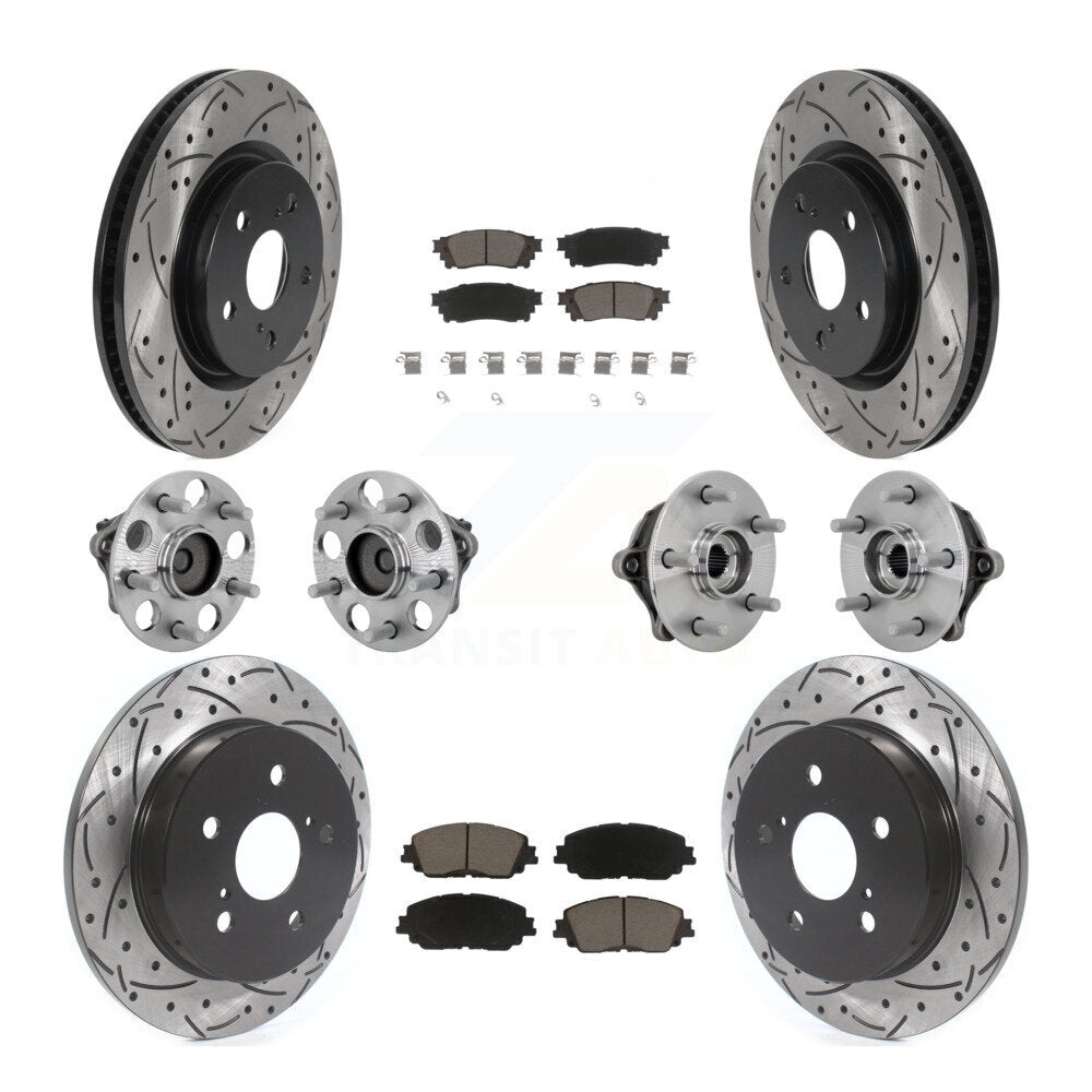 Front Rear Hub Bearing Coated Disc Brake Rotor And Ceramic Pad Kit (10Pc) For Toyota RAV4 KBB-132690