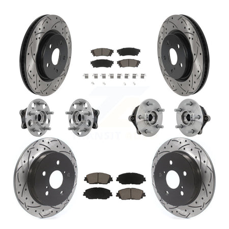 Front Rear Hub Bearing Coated Disc Brake Rotors And Pads Kit (10Pc) For Toyota RAV4 Venza KBB-132691