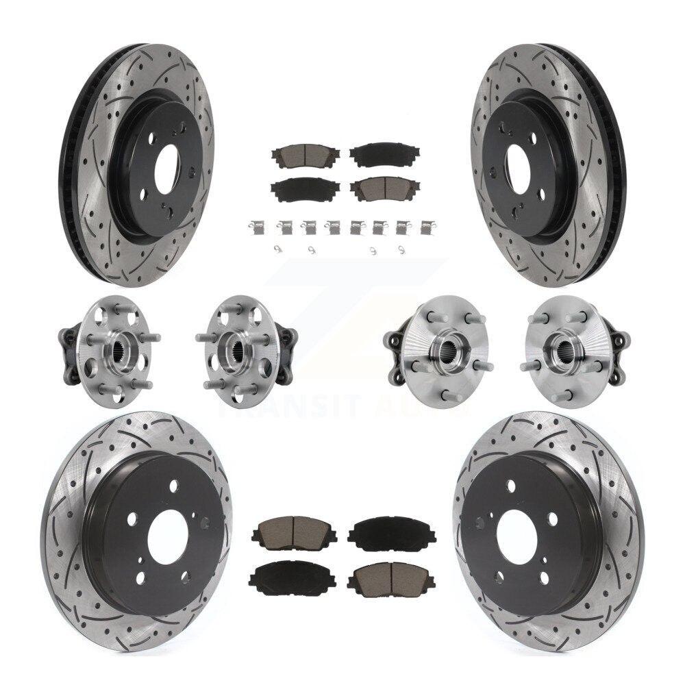 Front Rear Hub Bearing Coated Disc Brake Rotor And Ceramic Pad Kit (10Pc) For Toyota RAV4 KBB-132692
