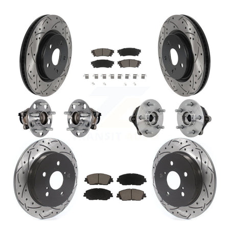 Front Rear Hub Bearing Coated Disc Brake Rotor And Ceramic Pad Kit (10Pc) For Toyota RAV4 KBB-132693