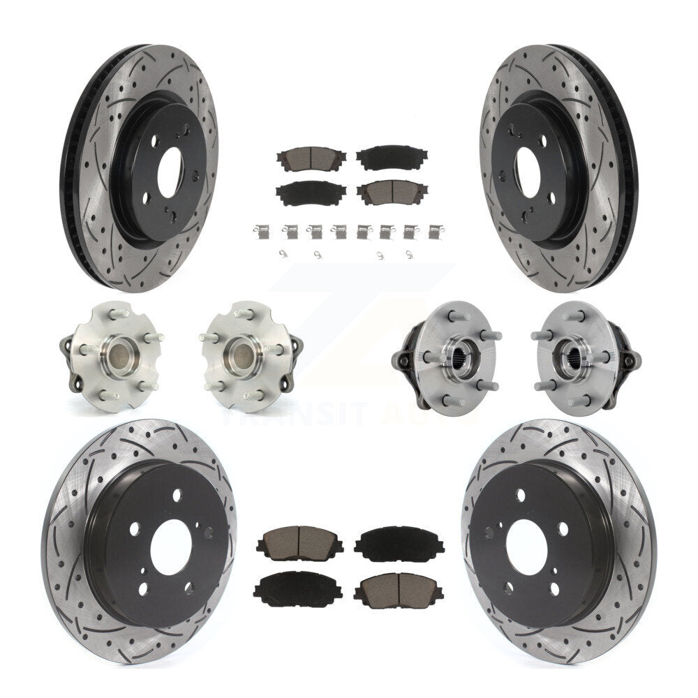 Front Rear Hub Bearing Coated Disc Brake Rotor And Ceramic Pad Kit (10Pc) For Toyota RAV4 KBB-132694