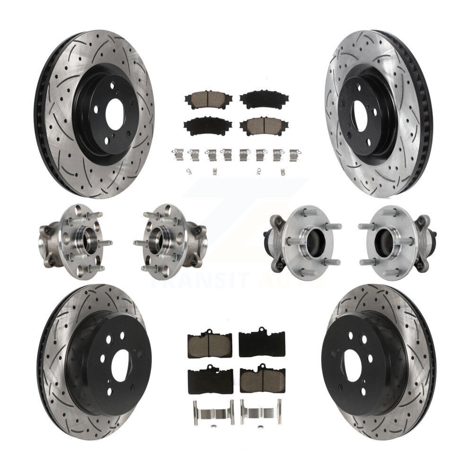 Front Rear Hub Bearing Coated Brake Rotor And Pad Kit (10Pc) For Lexus IS300 IS350 IS200t KBB-132699