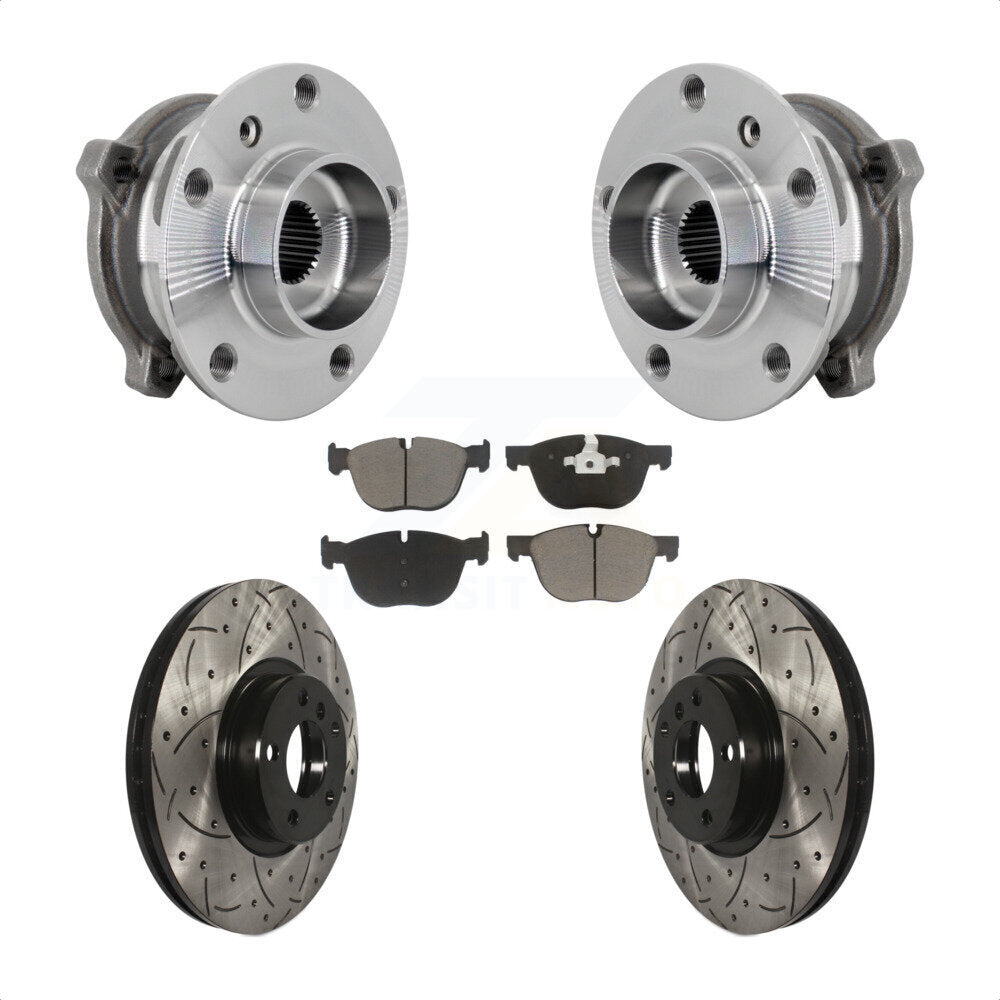 Front Hub Bearing Assembly Drill Slot Brake Rotor Pad Kit For BMW X5 X6 M12 x 1.25 Thread KBB-132700