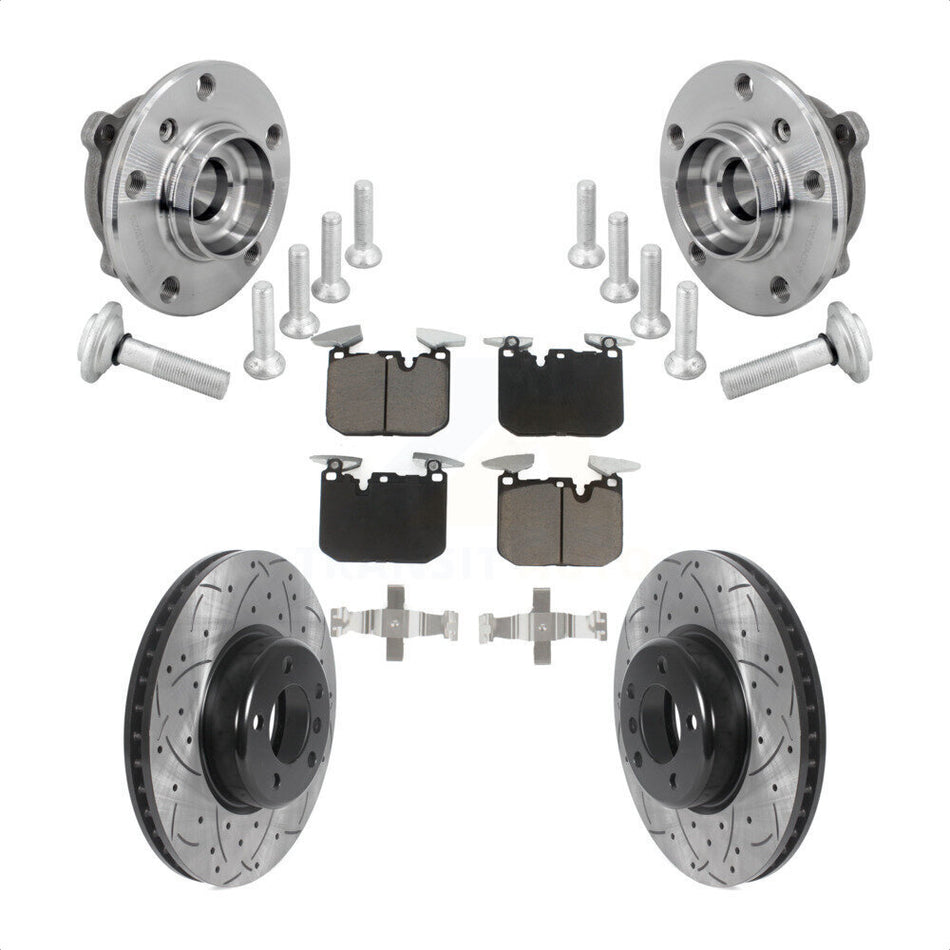 Front Hub Bearing Drill Slot Brake Rotor Pad Kit For BMW 330i xDrive 440i Gran Coupe 320i KBB-132703