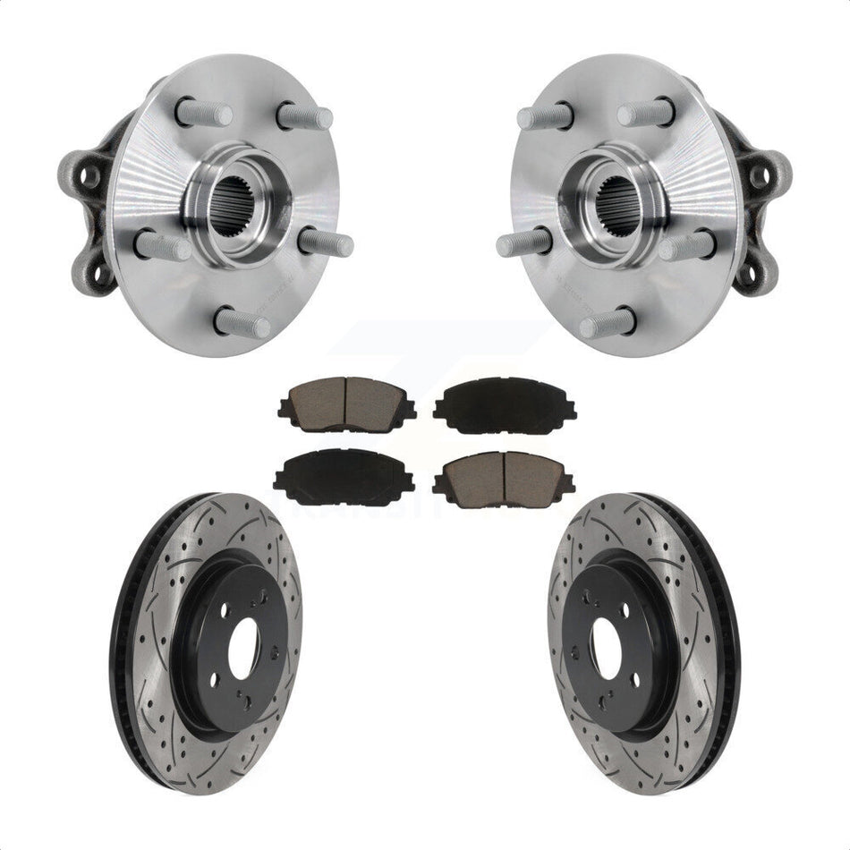 Front Hub Bearing Assembly Coated Drilled Slotted Brake Rotor And Pad Kit For Toyota RAV4 KBB-132707