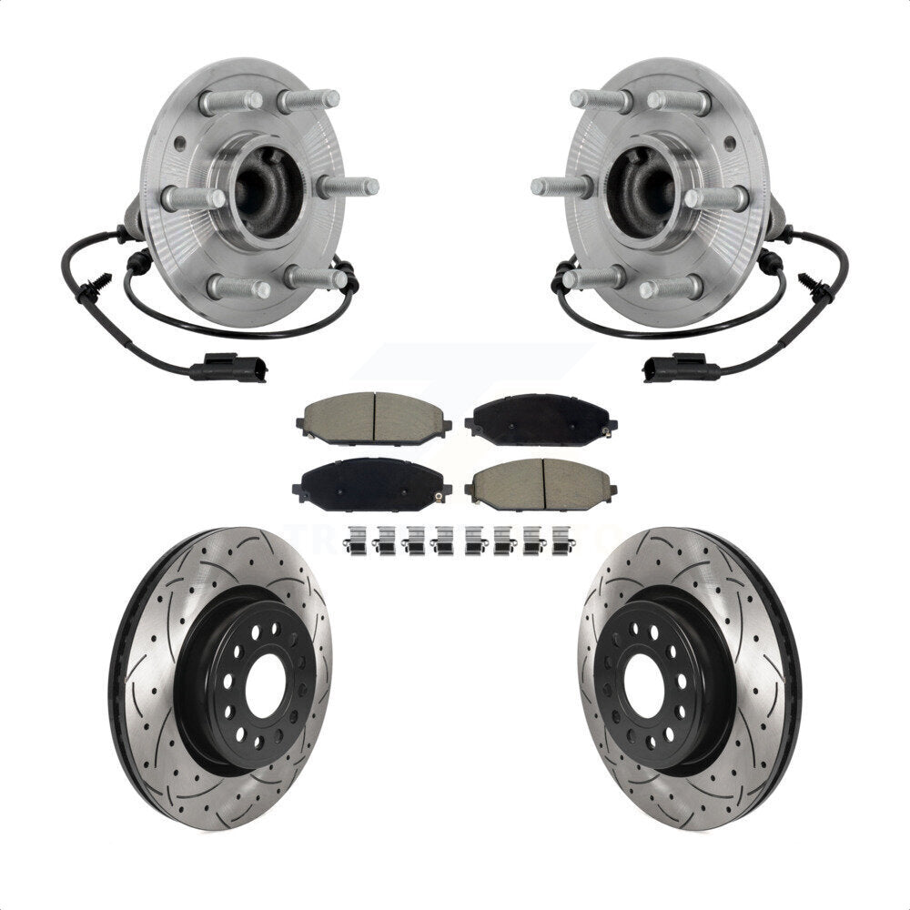 Front Hub Bearing Drill Slot Brake Rotor Pads Kit For Ram 1500 Without 22" Factory Wheels KBB-132709