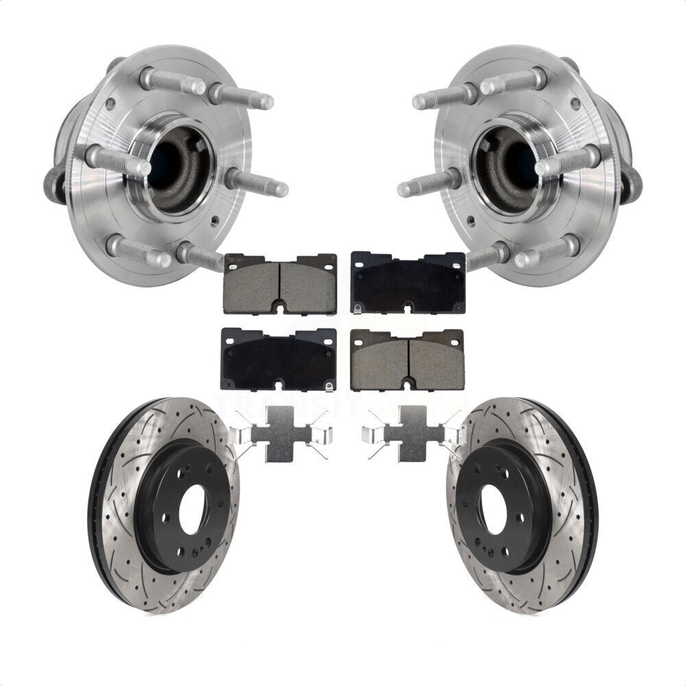 Front Hub Bearing Drill Slot Brake Rotor Pads Kit For Chevrolet GMC Silverado 1500 Sierra KBB-132710