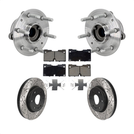 Front Hub Bearing Drill Slot Brake Rotor Pads Kit For Chevrolet GMC Silverado 1500 Sierra KBB-132710