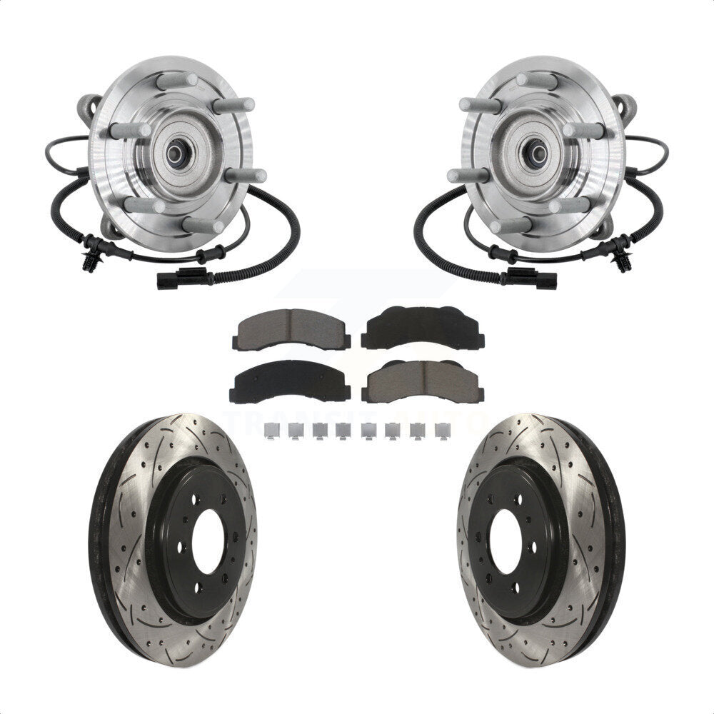 Front Hub Bearing Coat Drill Slot Brake Rotor Pad Kit For 2017 Ford F-150 Raptor with 4WD KBB-132713