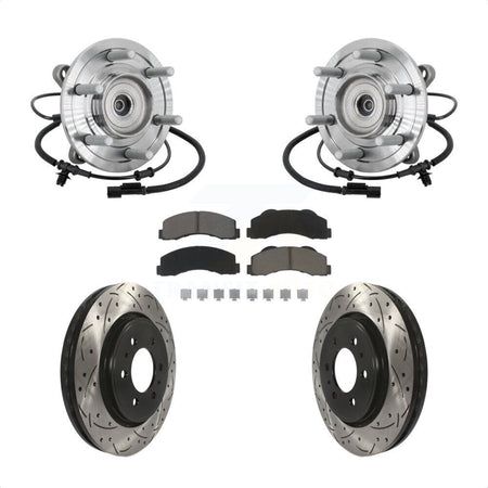 Front Hub Bearing Coat Drill Slot Brake Rotor Pad Kit For 2017 Ford F-150 Raptor with 4WD KBB-132713