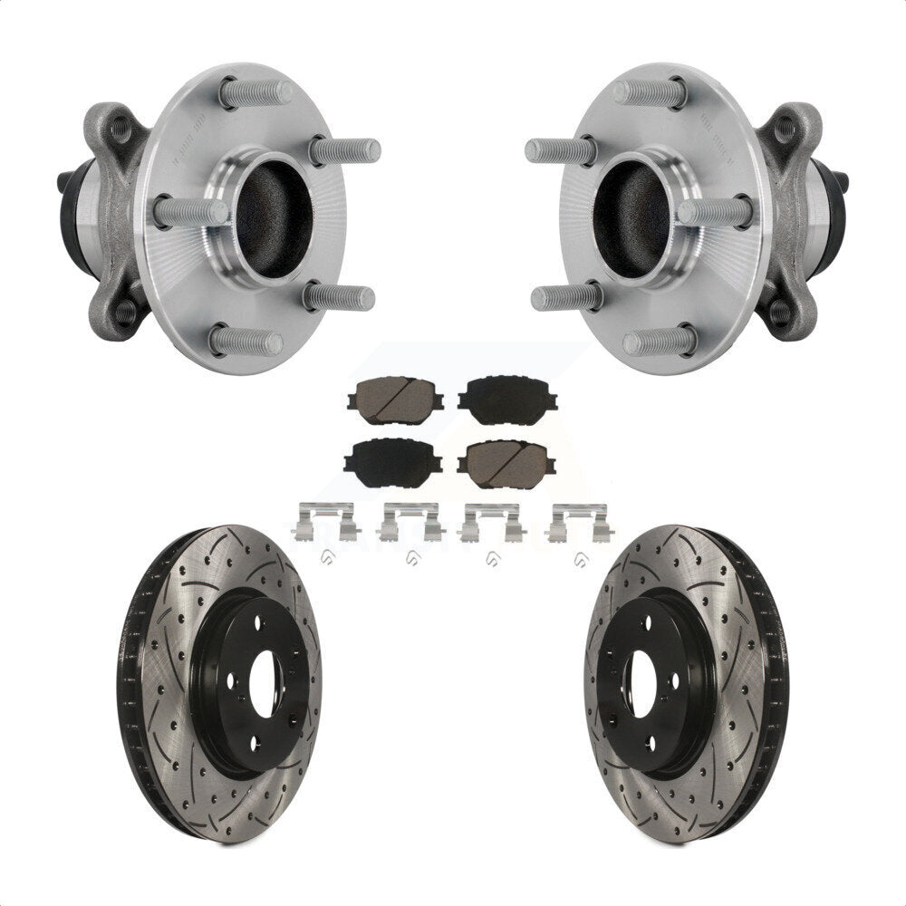 Front Hub Bearing Drill Slot Brake Rotor Pads Kit For Lexus IS250 Without F Sport Package KBB-132716