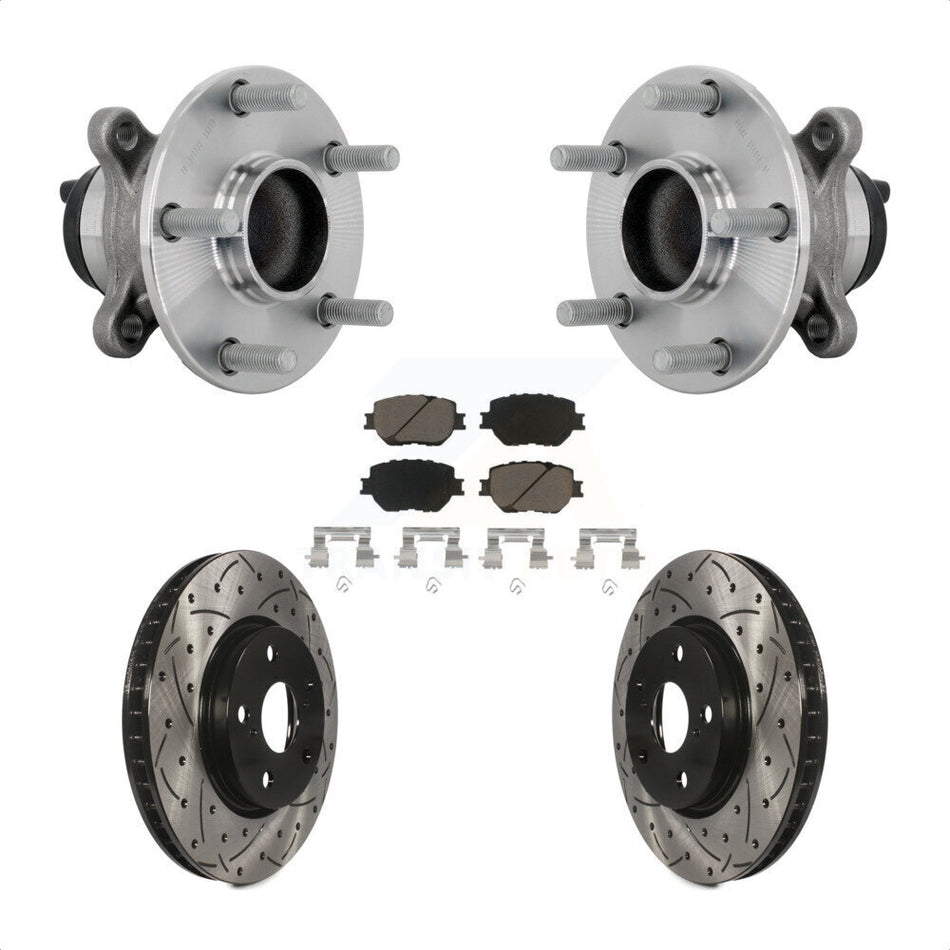 Front Hub Bearing Drill Slot Brake Rotor Pads Kit For Lexus IS250 Without F Sport Package KBB-132716