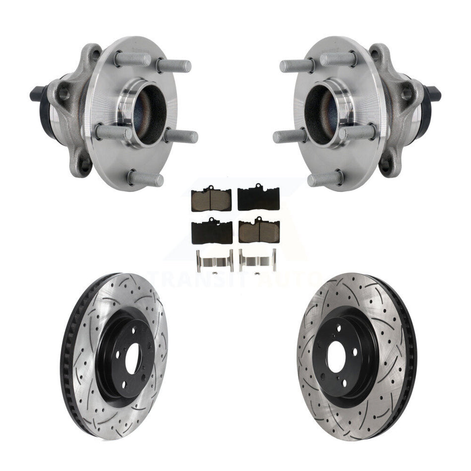 Front Hub Bearing Drill Slot Brake Rotor Pad Kit For Lexus GS350 RC300 RC350 GS450h GS300 KBB-132718