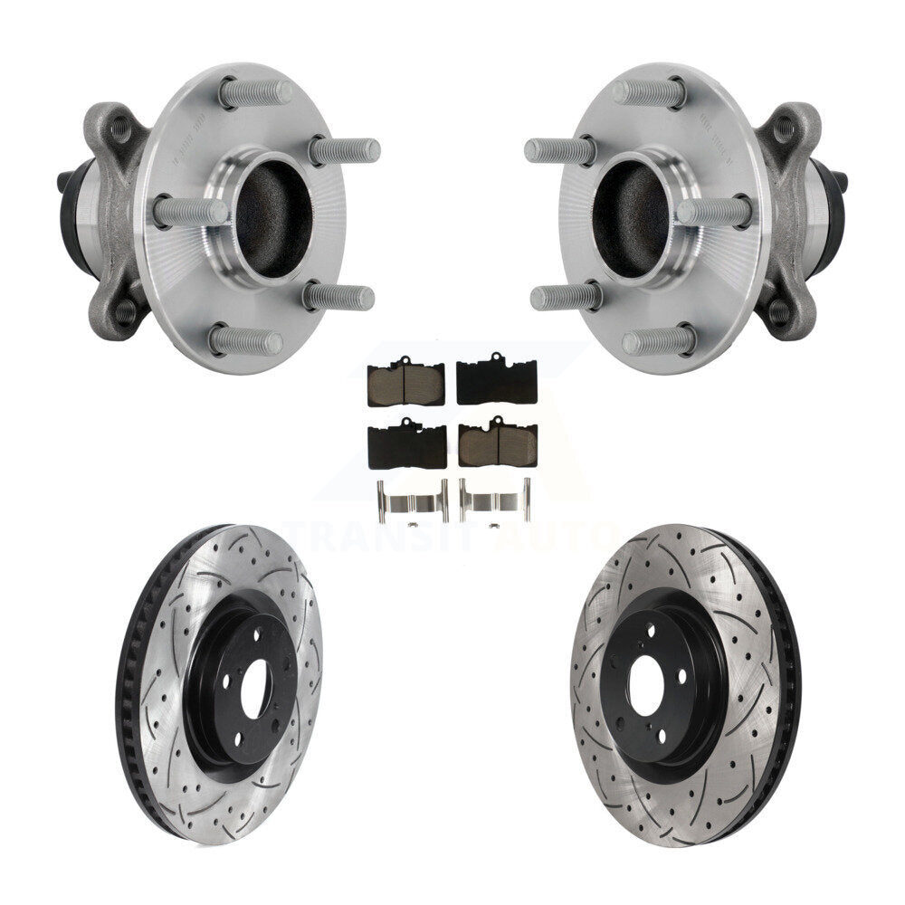 Front Hub Bearing Assembly Drilled Slot Brake Rotor Pads Kit For Lexus IS300 IS350 IS200t KBB-132719
