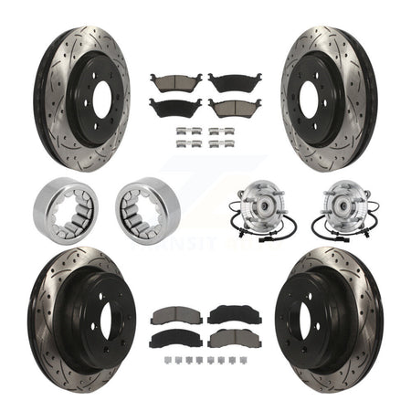 Front Rear Hub Bearings Coated Disc Brake Rotors And Pads Shoes Kit (10Pc) For Ford F-150 KBB-132721