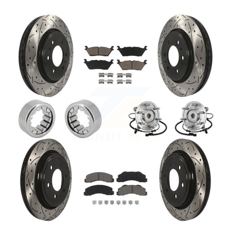 Front Rear Hub Bearings Coated Disc Brake Rotors And Pads Shoes Kit (10Pc) For Ford F-150 KBB-132722