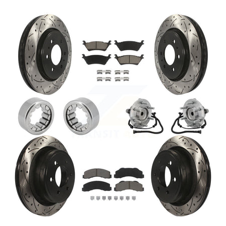 Front Rear Hub Bearing Coat Brake Rotor Pads Shoe Kit (10Pc) For 2015-2017 Ford F-150 RWD KBB-132723
