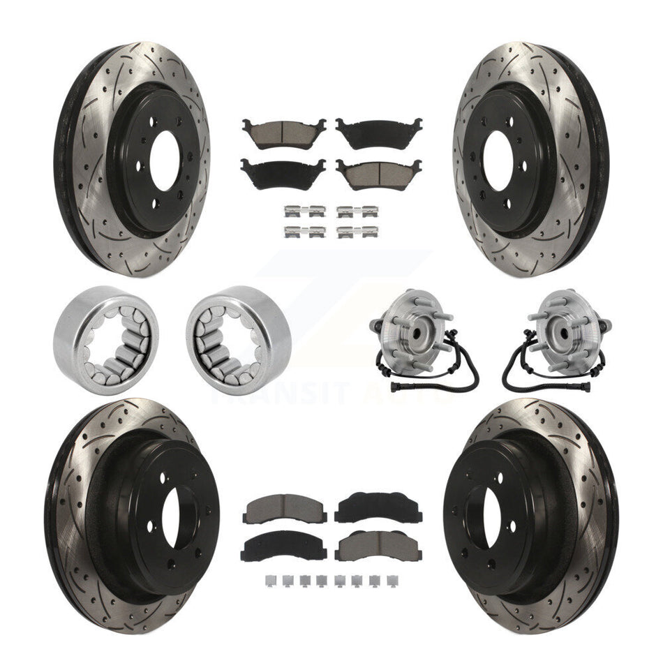 Front Rear Hub Bearing Coat Brake Rotor Pads Shoe Kit (10Pc) For 2015-2017 Ford F-150 RWD KBB-132723