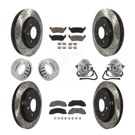 Front Rear Hub Bearing Coat Brake Rotor Pads Shoe Kit (10Pc) For 2015-2017 Ford F-150 RWD KBB-132724