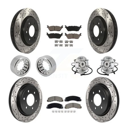 Front Rear Hub Bearing Coated Brake Rotor Pad Shoe Kit (10Pc) For 18-20 Ford F-150 Raptor KBB-132725