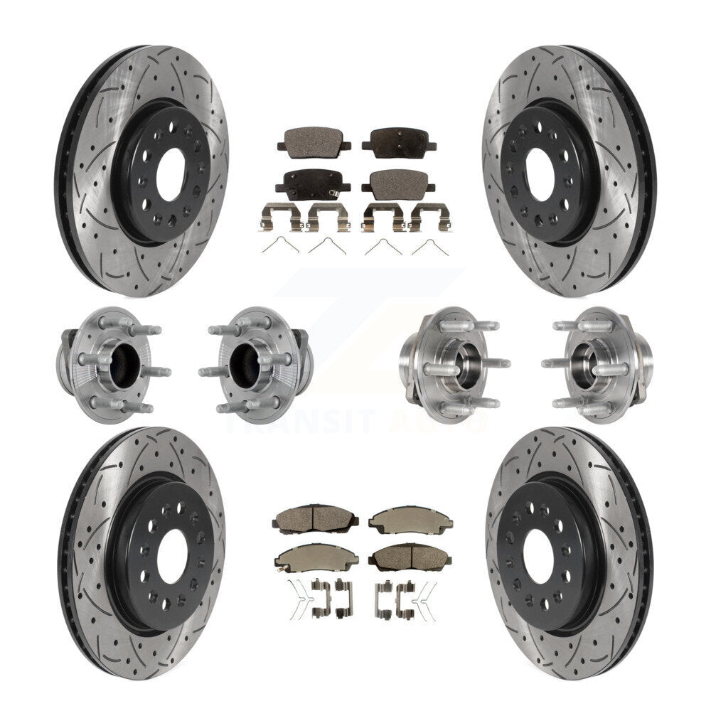 Front Rear Hub Bearing Coat Brake Rotor Pads Kit (10Pc) For Chevrolet Traverse GMC Acadia KBB-132735