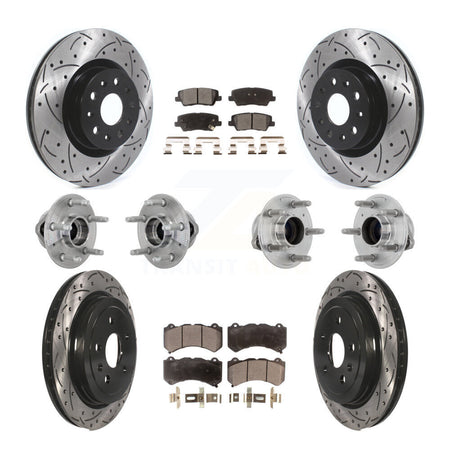 Front Rear Hub Bearings Coated Disc Brake Rotors And Pads Kit (10Pc) For Cadillac CTS KBB-132741