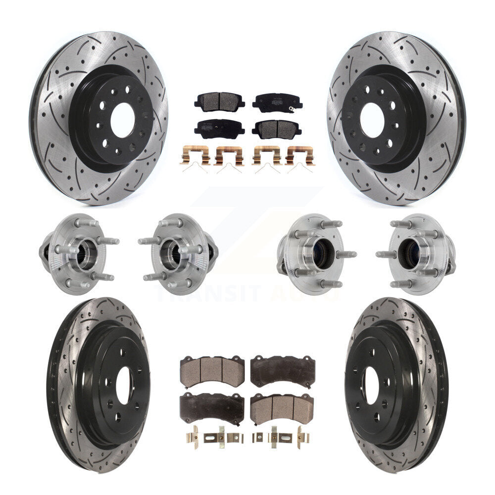 Front Rear Hub Bearings Coated Disc Brake Rotors And Pads Kit (10Pc) For Cadillac CTS KBB-132742