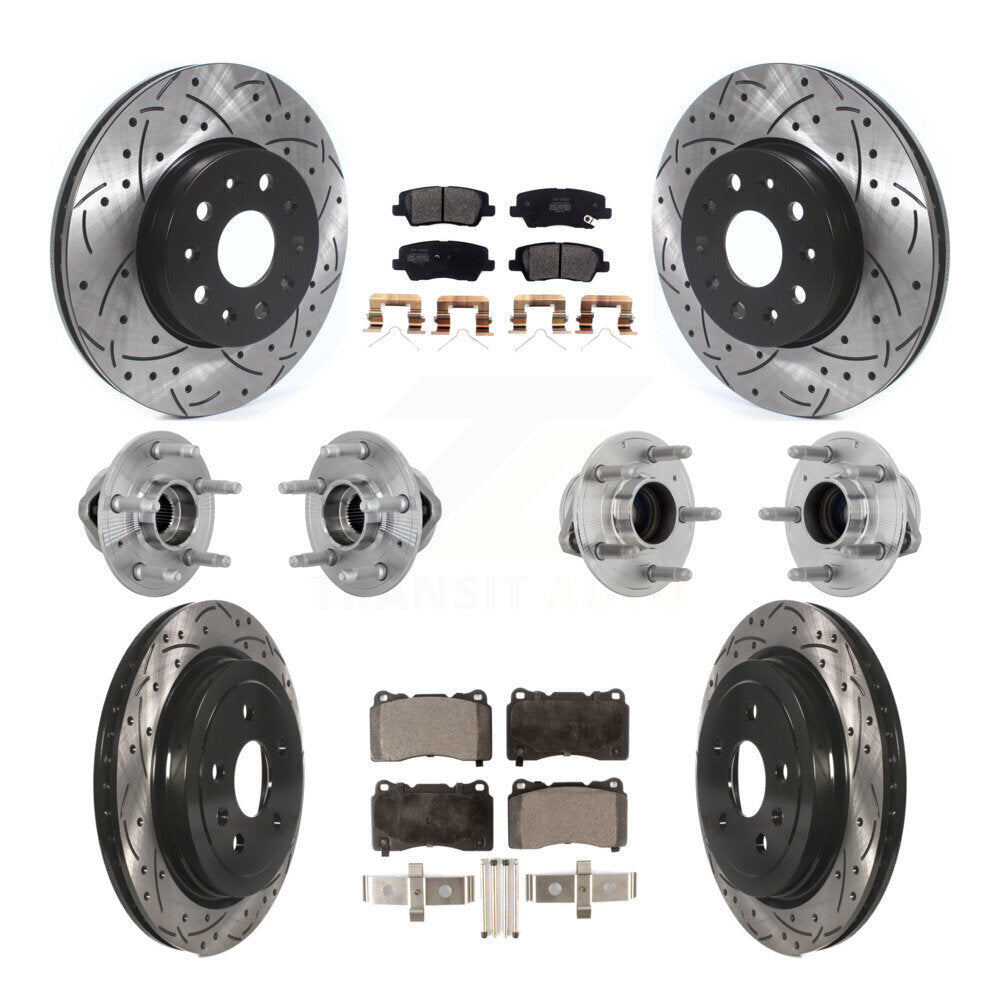 Front Rear Hub Bearings Coated Disc Brake Rotors And Pads Kit (10Pc) For Cadillac CTS KBB-132744