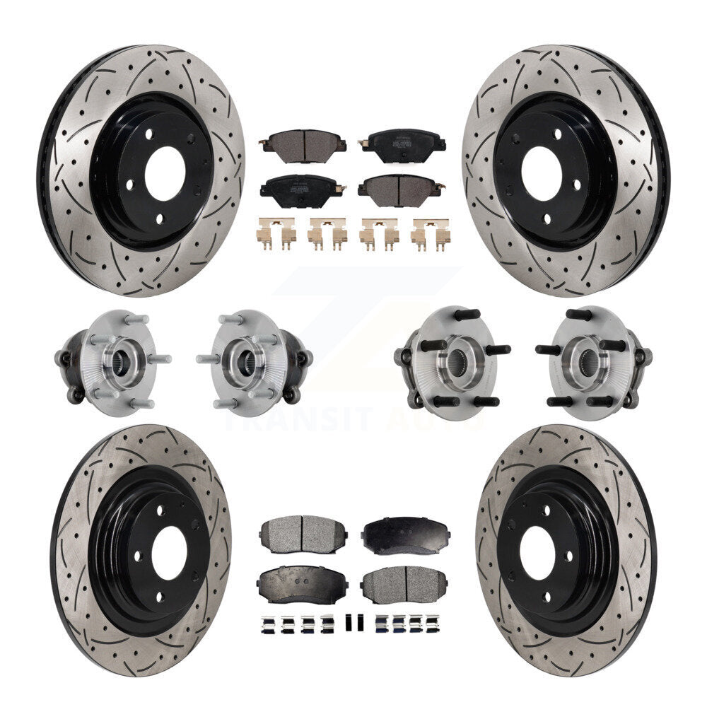 Front Rear Hub Bearing Coated Brake Rotor And Pad Kit (10Pc) For 2016-2023 Mazda CX-9 AWD KBB-132746