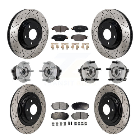 Front Rear Hub Bearing Coated Brake Rotor And Pad Kit (10Pc) For 2016-2023 Mazda CX-9 AWD KBB-132746