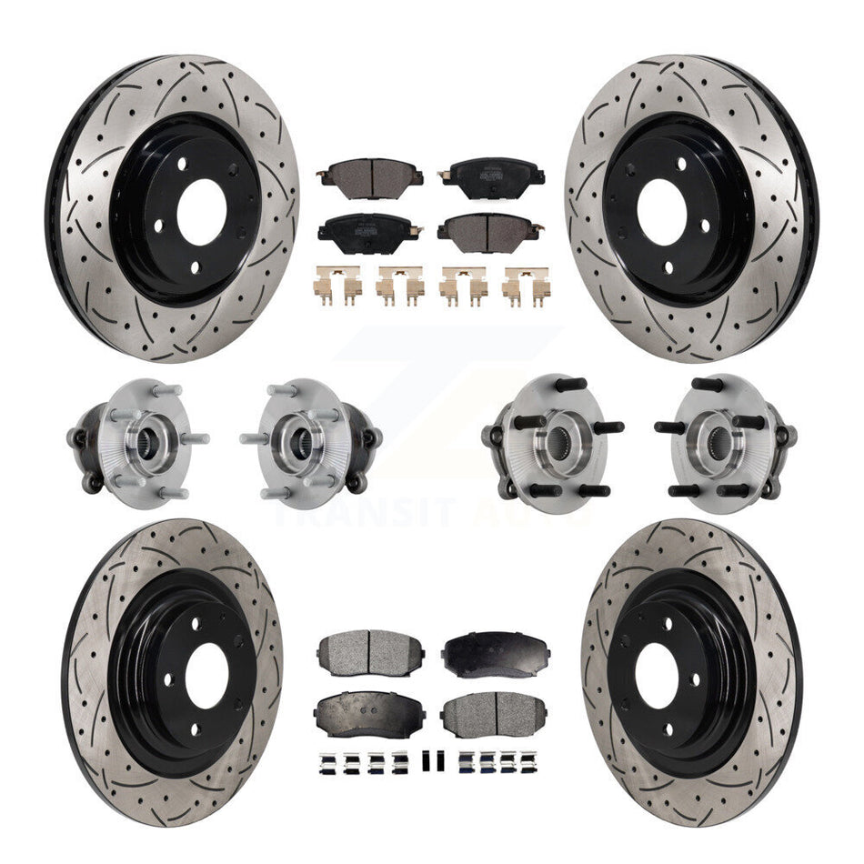 Front Rear Hub Bearing Coated Brake Rotor And Pad Kit (10Pc) For 2016-2023 Mazda CX-9 AWD KBB-132746
