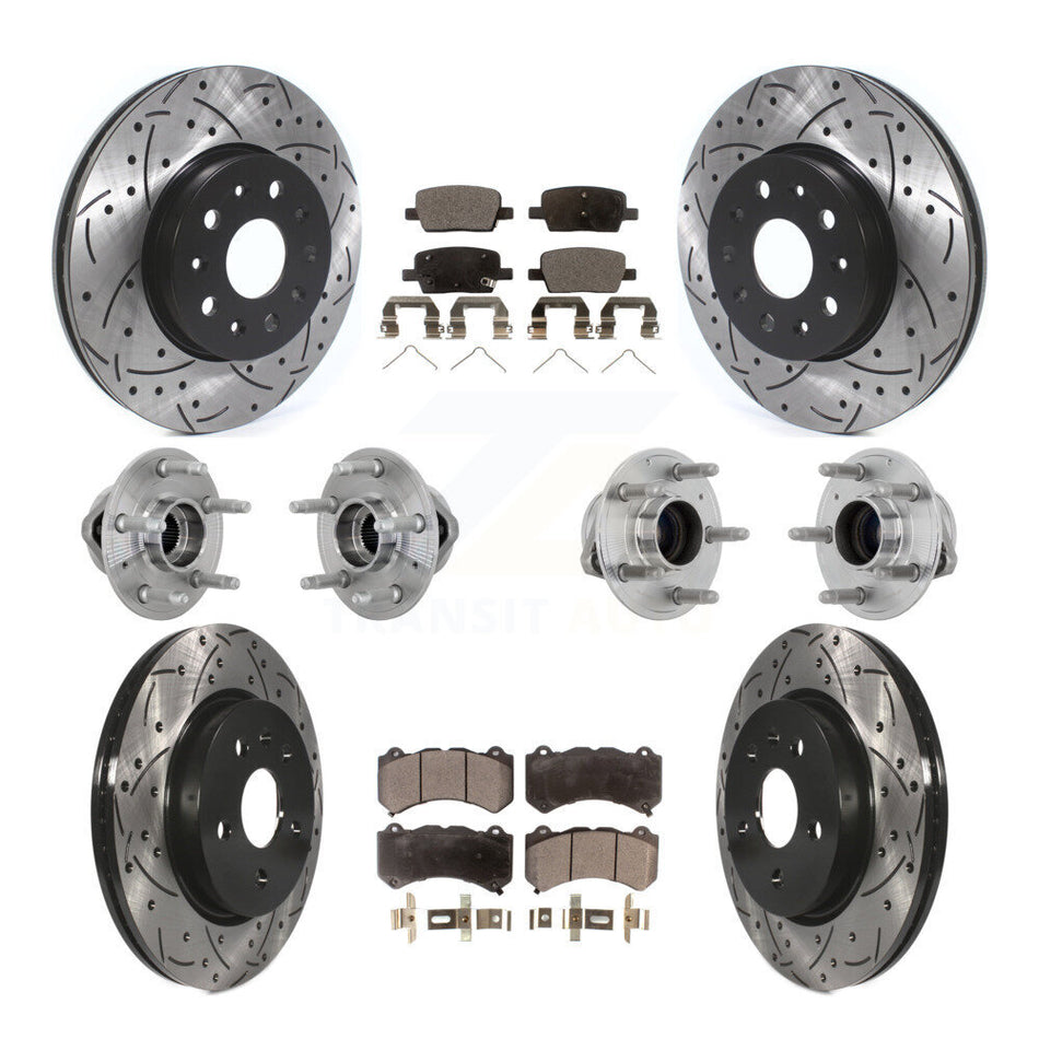 Front Rear Hub Bearing Coated Disc Brake Rotor Pads Kit (10Pc) For Chevrolet Camaro LT LS KBB-132750