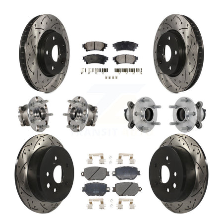 Front Rear Hub Bearing Coat Brake Rotor Pad Kit (10Pc) For 2014 Lexus IS250 Base with RWD KBB-132751