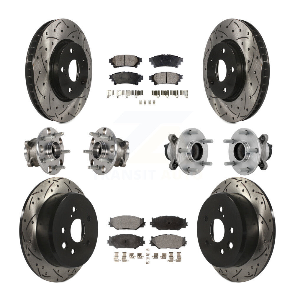 Front Rear Hub Bearing Coated Brake Rotor & Pads Kit (10Pc) For Lexus IS250 Base with RWD KBB-132752