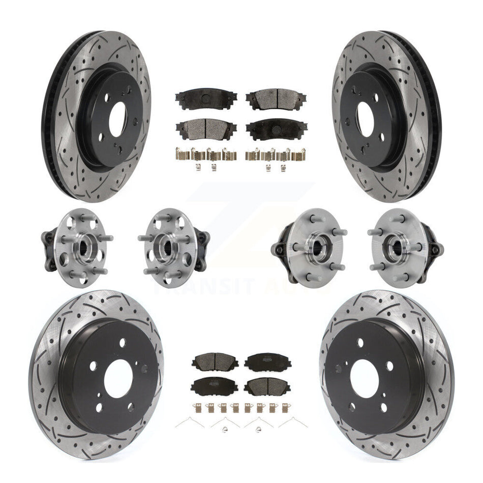 Front Rear Hub Bearing Coated Disc Brake Rotors And Pads Kit (10Pc) For Toyota RAV4 Venza KBB-132757