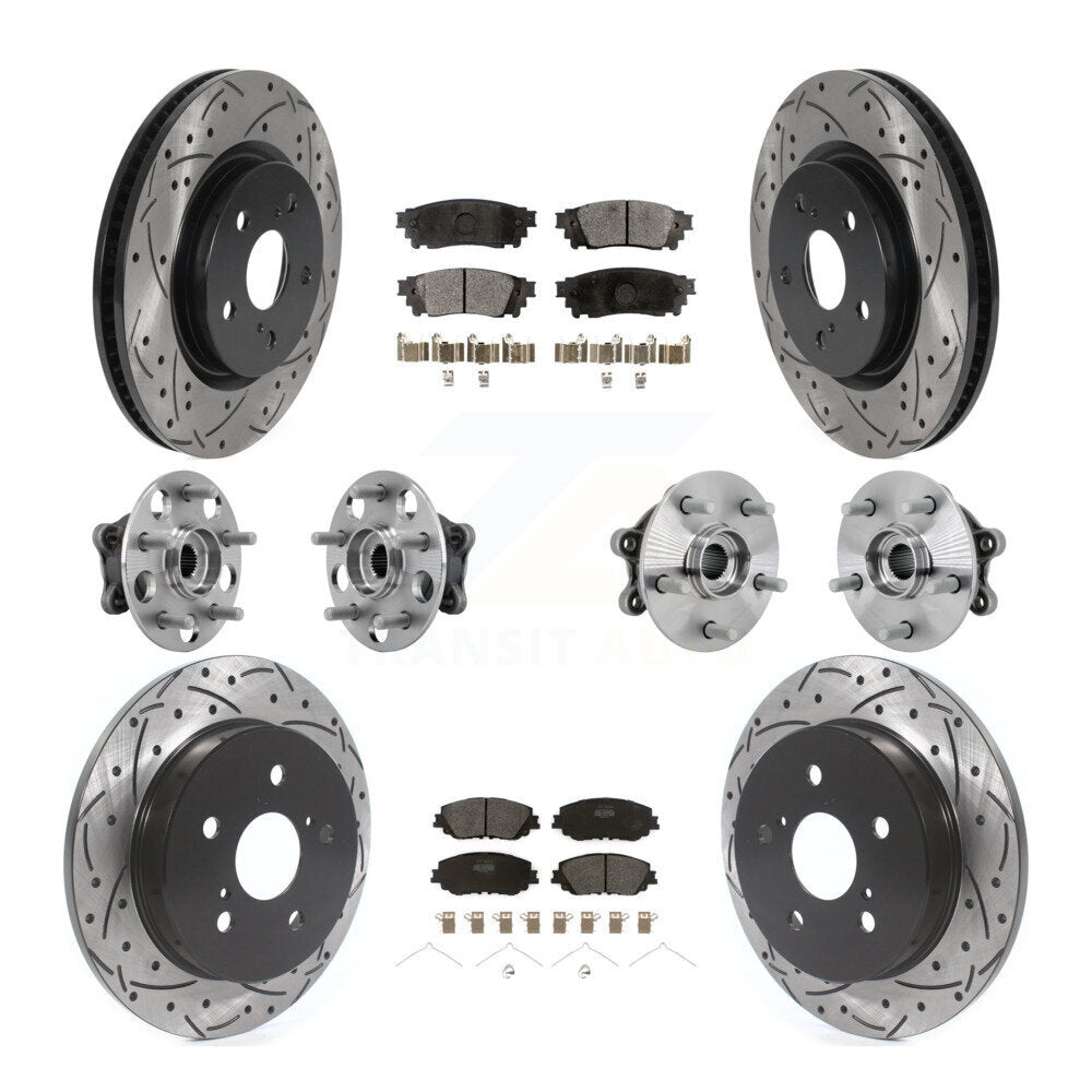 Front Rear Hub Bearings Coated Disc Brake Rotors And Pads Kit (10Pc) For Toyota RAV4 KBB-132758