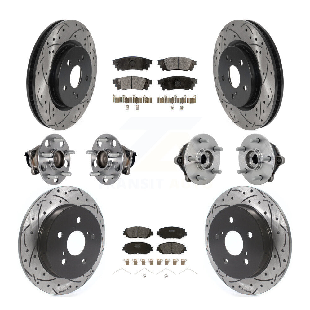 Front Rear Hub Bearings Coated Disc Brake Rotors And Pads Kit (10Pc) For Toyota RAV4 KBB-132759