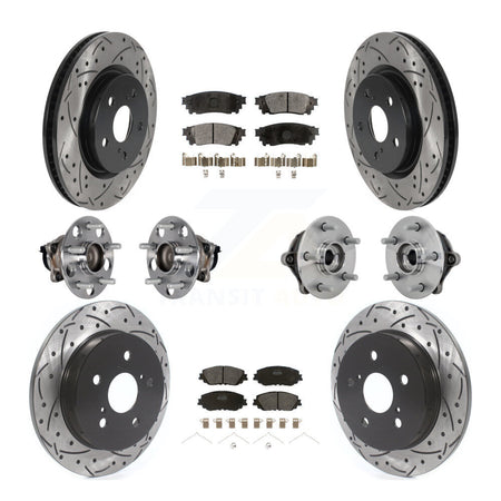 Front Rear Hub Bearings Coated Disc Brake Rotors And Pads Kit (10Pc) For Toyota RAV4 KBB-132759