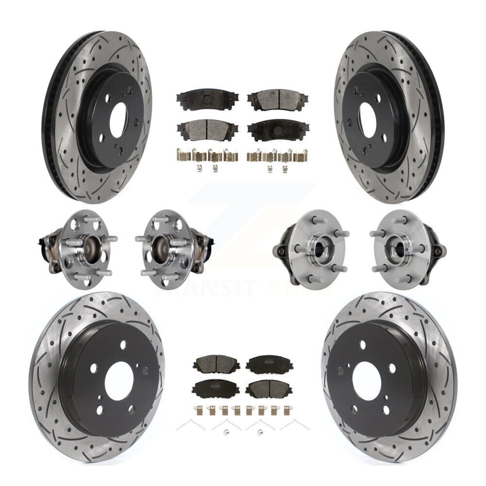 Front Rear Hub Bearings Coated Disc Brake Rotors And Pads Kit (10Pc) For Toyota RAV4 KBB-132759